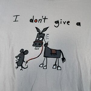 I Don't Give A Shirt Mens XL Beige Funny Donkey Mouse Graphic Gildan Tee Humor